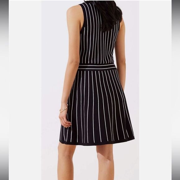 Loft Black Knit Striped Dress - Picture 4 of 6